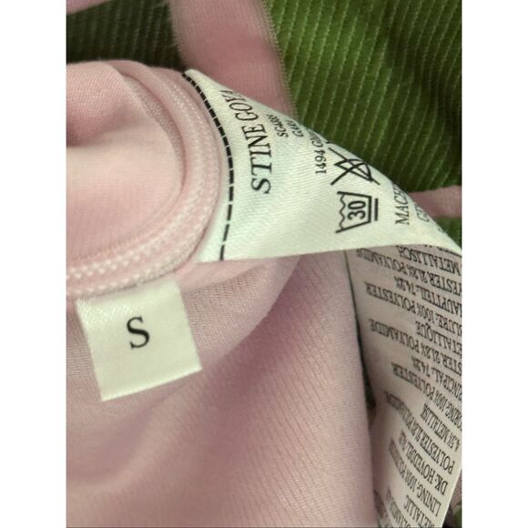 Stine Goya Gara Metallic Check Balloon Sleeve Peplum Top Green Women's Small - Picture 8 of 10